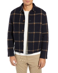 YMC Regular Fit Faux Shearling Lined Check Wool Groundhog Jacket