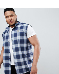 Siksilk Sleeveless Muscle Shirt In Blue Check To Asos