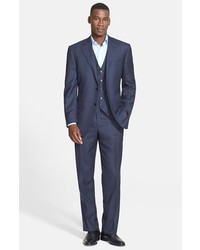 Canali Classic Fit Three Piece Check Suit