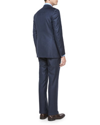 Brioni Super 150s Checked Two Piece Suit Navy