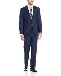 Tommy Hilfiger Blue Windowpane 2 Button Side Vent Trim Fit Suit