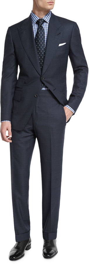 Tom Ford Windsor Base Windowpane Two Piece Suit Navy, $3,990 | Neiman  Marcus | Lookastic