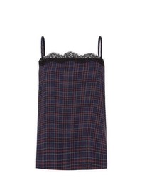 Exclusives New Look Navy Tartan Check Lace Trim Cami