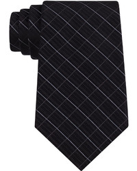 Calvin Klein Extra Long Etched Large Grid Windowpane Slim Tie