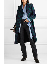 Rokh Double Breasted Checked Twill Trench Coat