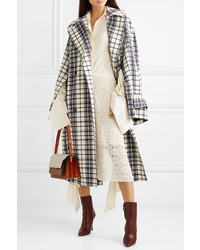 Rokh Oversized Convertible Checked Woven Trench Coat