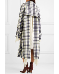 Rokh Oversized Convertible Checked Woven Trench Coat