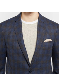 Etro Blue Slim Fit Checked Wool Blazer