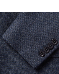 Polo Ralph Lauren Blue Slim Fit Micro Checked Virgin Wool Blazer