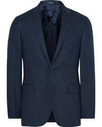 Polo Ralph Lauren Blue Slim Fit Windowpane Checked Wool And Silk Blend Blazer