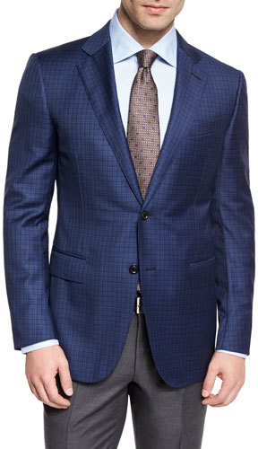 Zegna checked wool suit - Blue