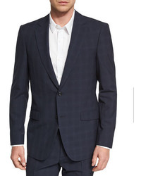 Theory Malcolm Mantee Shadow Check Wool Sport Coat Blue