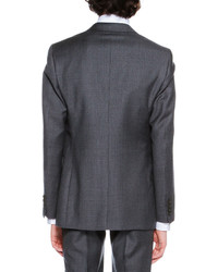 Lanvin Mini Check Super 120s Virgin Wool Suit Jacket Navy