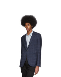 Ps By Paul Smith Navy Check Unlined Blazer