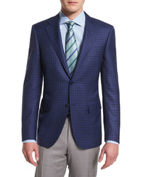 Canali Sienna Check Two Button Wool Sport Coat Navy