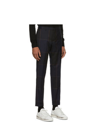 Paul Smith Navy And Orange Check Slim Trousers