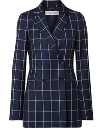 Gabriela Hearst Miles Double Breasted Checked Wool Crepe Blazer