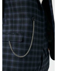 Topman Noose Monkey Navy And Blue Check Suit Jacket