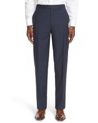 Canali 13000 Regular Fit Flat Front Check Wool Trousers