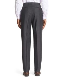 Canali Big Tall Flat Front Check Wool Trousers