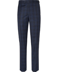 Richard James Blue Hyde Checked Wool Suit Trousers