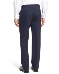 Santorelli Flat Front Check Stretch Wool Trousers