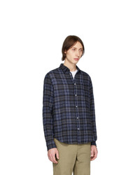 Norse Projects Navy Gauze Check Osvald Shirt