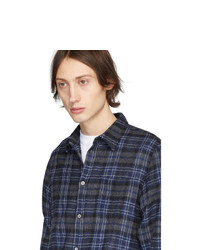 Norse Projects Navy Gauze Check Osvald Shirt