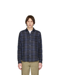 Norse Projects Navy Gauze Check Osvald Shirt