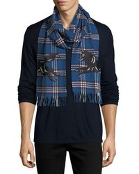 Gucci Check Wool Scarf With Wolf