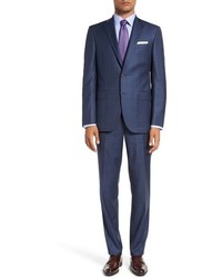 David Donahue Big Tall Ryan Classic Fit Windowpane Wool Suit