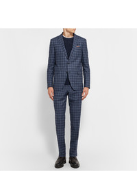 Etro Blue Slim Fit Checked Wool Suit