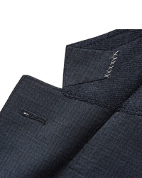 Ermenegildo Zegna Blue Slim Fit Micro Checked Wool Suit