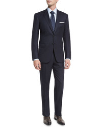 Brioni Box Check Super 150s Wool Two Piece Suit Navy