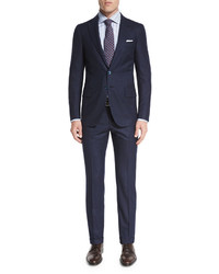 Isaia Box Check Super 160s Wool Two Piece Suit Navy