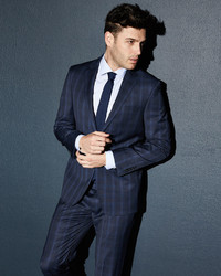DKNY Check Print Two Button Wool Suit
