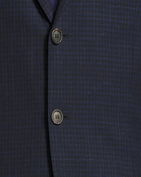 Brunello Cucinelli Check Wool Linen Two Piece Suit Blue Navy