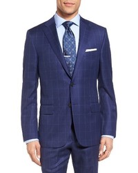 Hickey Freeman Classic Fit Windowpane Wool Suit