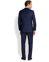 Saks Fifth Avenue Collection Samuelsohn Two Button Check Wool Suit