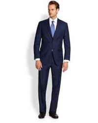 Saks Fifth Avenue Collection Samuelsohn Two Button Check Wool Suit