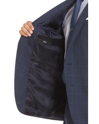 BOSS Hugegenius 7 Trim Fit Windowpane Wool Suit