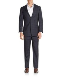 Versace Regular Fit Tonal Windowpane Check Wool Suit