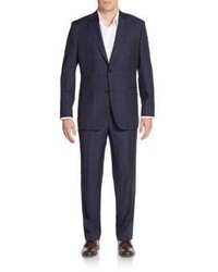 Saks Fifth Avenue Regular Fit Windowpane Wool Two Button Suit