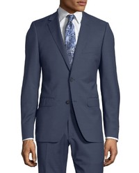 DKNY Slim Fit Two Button Check Print Wool Suit