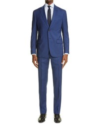 Emporio Armani Trim Fit Plaid Wool Blend Travel Suit