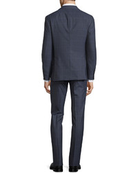 Brunello Cucinelli Windowpane Check Wool Blend Suit Blue