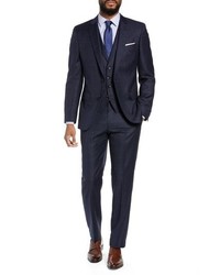 Navy Check Wool Three Piece Suit