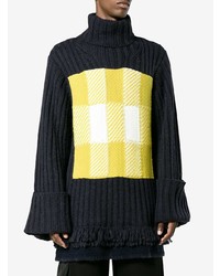 JW Anderson Turtle Neck Check Panel Ribbed Jumper
