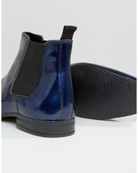 Asos Chelsea Boots In Blue Patent
