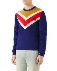 Gucci Intarsia V Stripe Wool Sweater